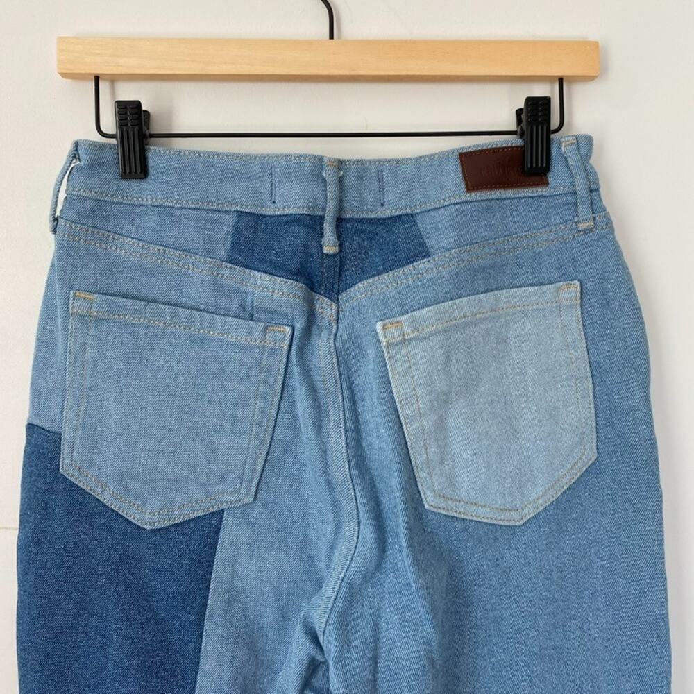 Hollister Womens Patchwork Jeans Size 27 x 27 Boho Hippie Straight Leg High Rise - Picture 5 of 12